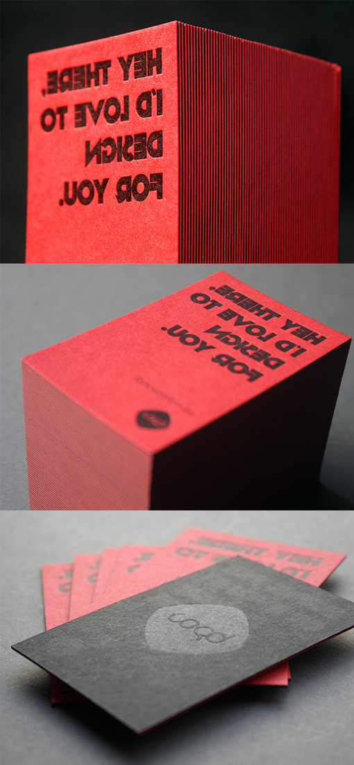 Bold Red And Black Letterpress Business Card Design For A Graphic Designer