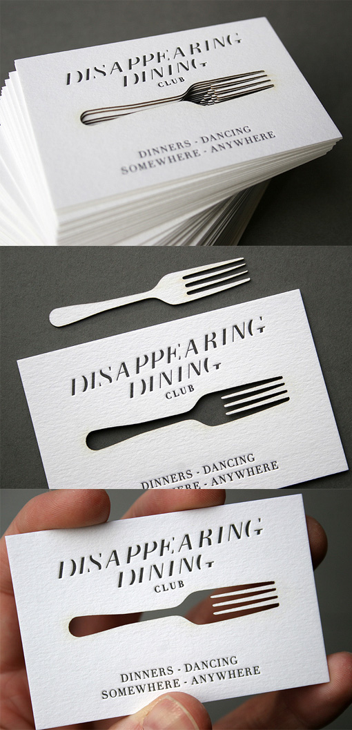 Clever Concept For A Laser Cut Business Card Design For A Dining Club