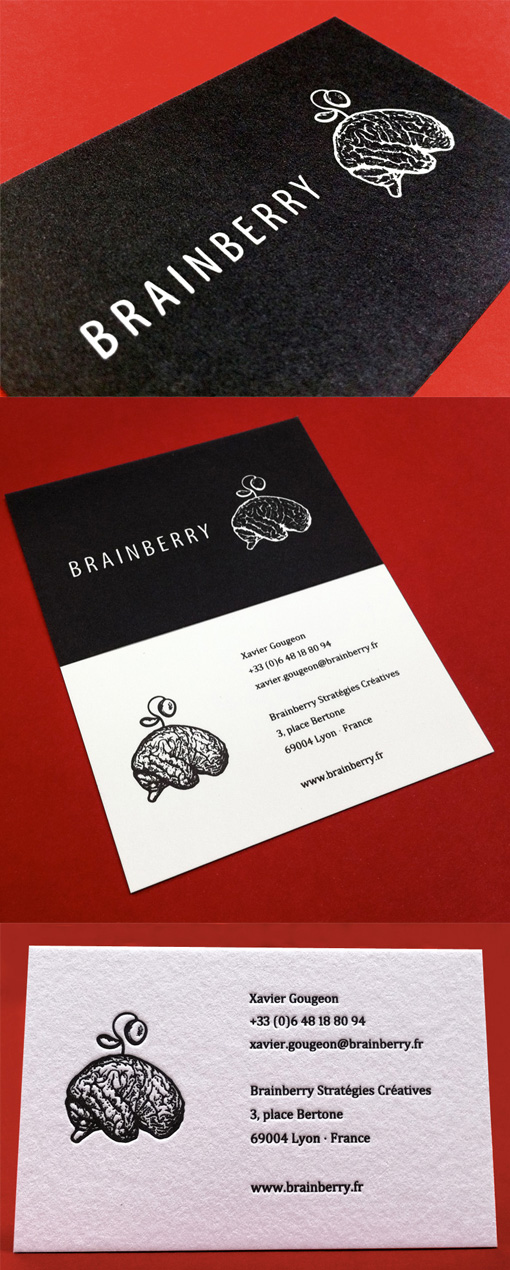 Distinctive Black And White Letterpress Business Card Design