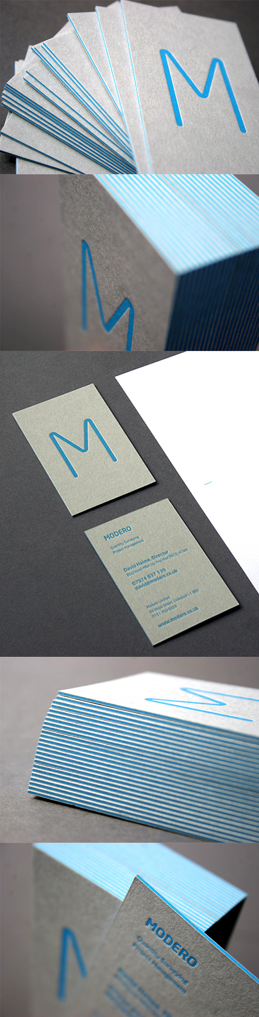Minimalist Business Card Letterpress Printed On Recycled Card Stock