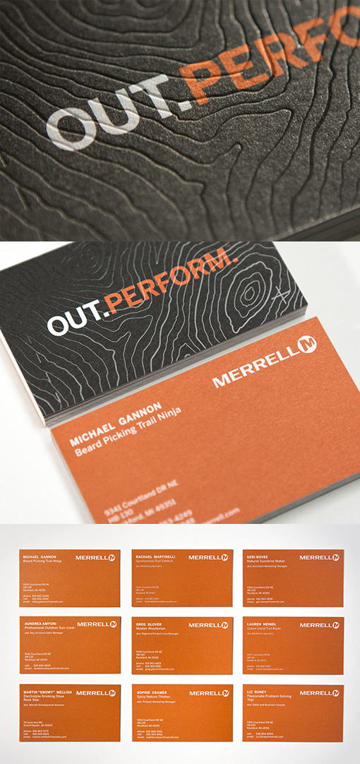 Textured Topographic Map Business Cards With Humorous Self Chosen Fictitious Employee Job Titles