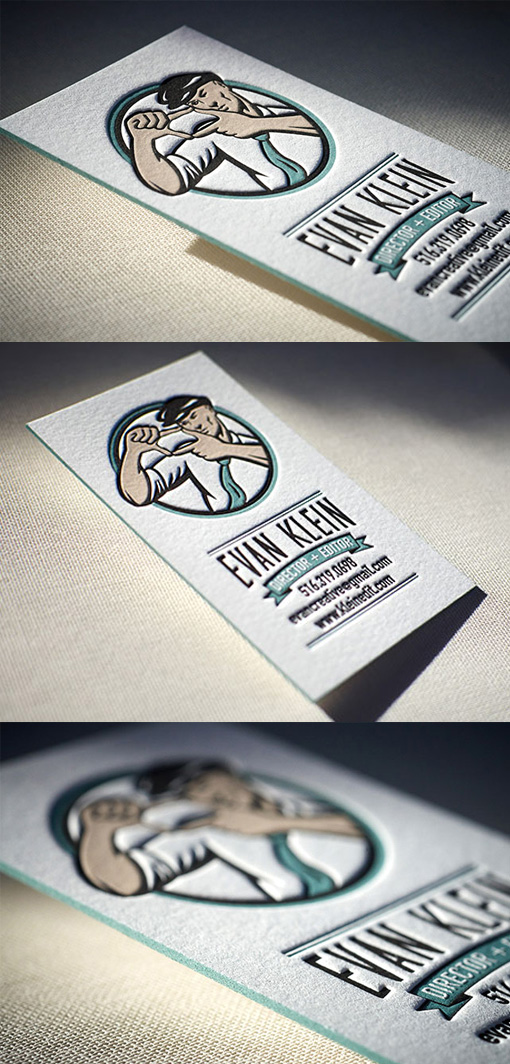 Vintage  Styled Edge Painted Letterpress Business Card Design