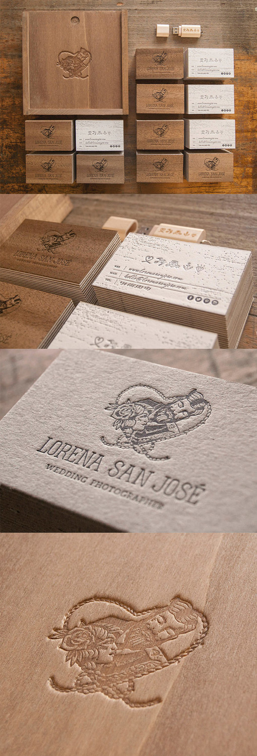 Beautiful Letterpress Printed Wood Business Card For A Wedding Photographer
