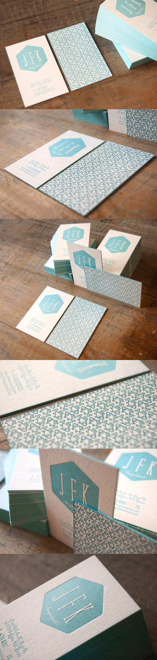 Beautifully Patterned Edge Painted Letterpress Business Card