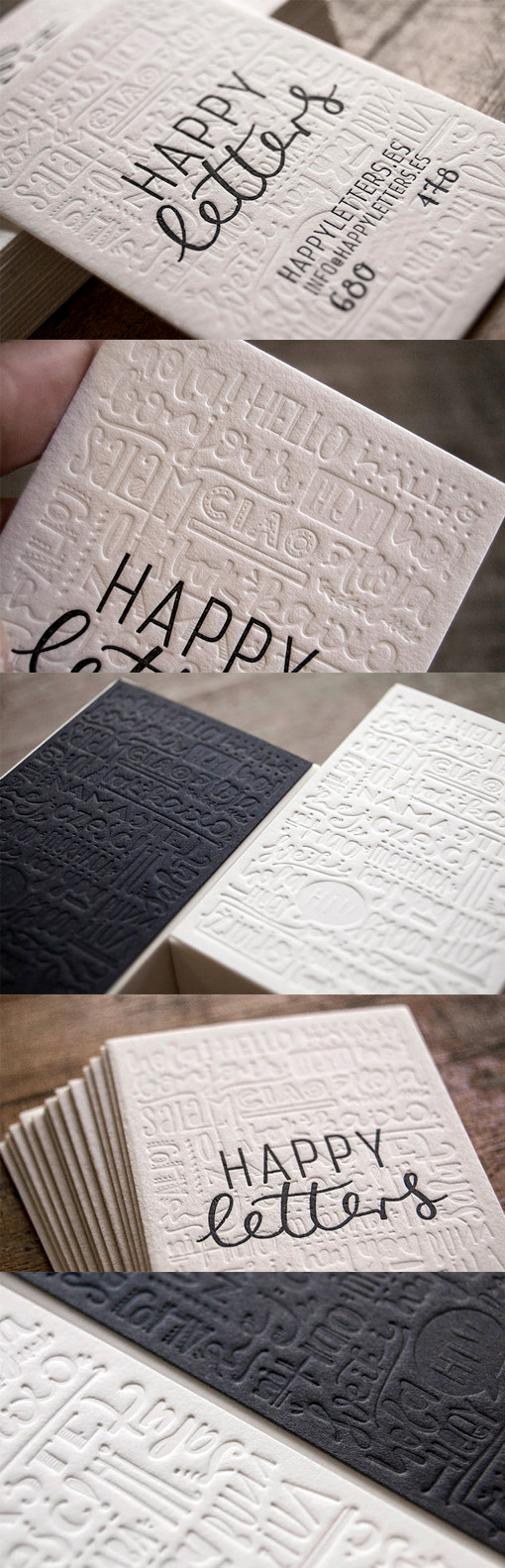 Blind Pressed Textured Black And White Business Card For A Typographer
