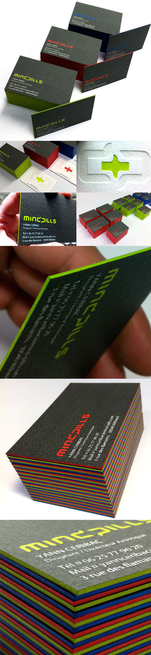 Dynamic Black And Colored Edge Painted Letterpress Business Card For A Design Studio