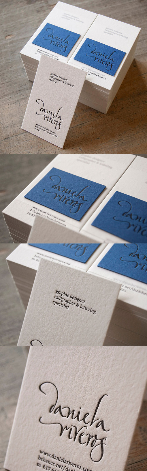 Elegant Hand Drawn Typography On A Layered Letterpress Business Card