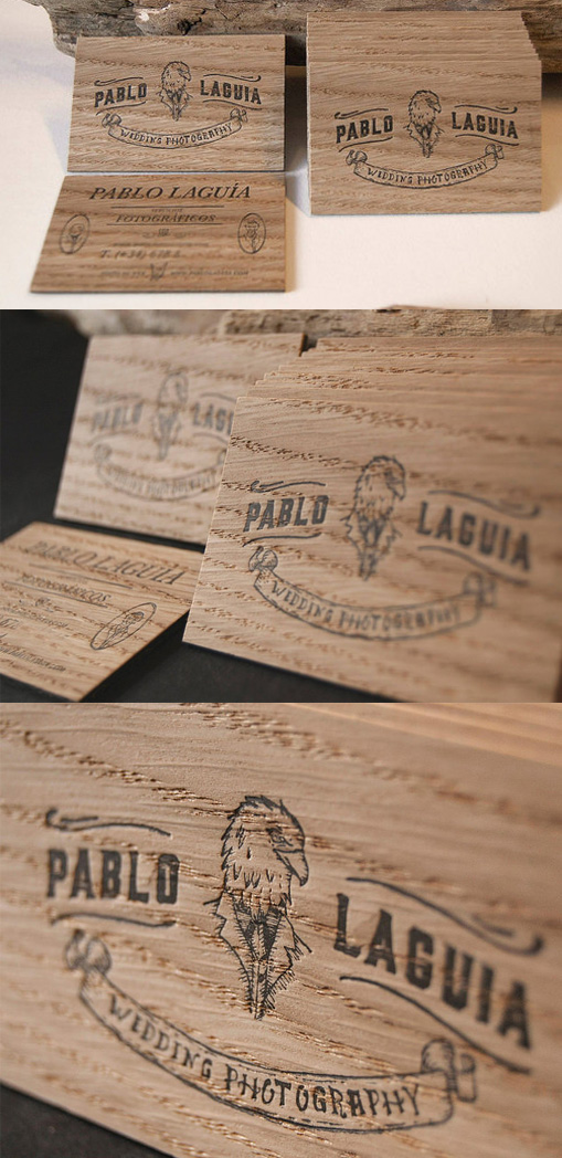 Letterpress Printed Wooden Business Card For A Wedding Photographer