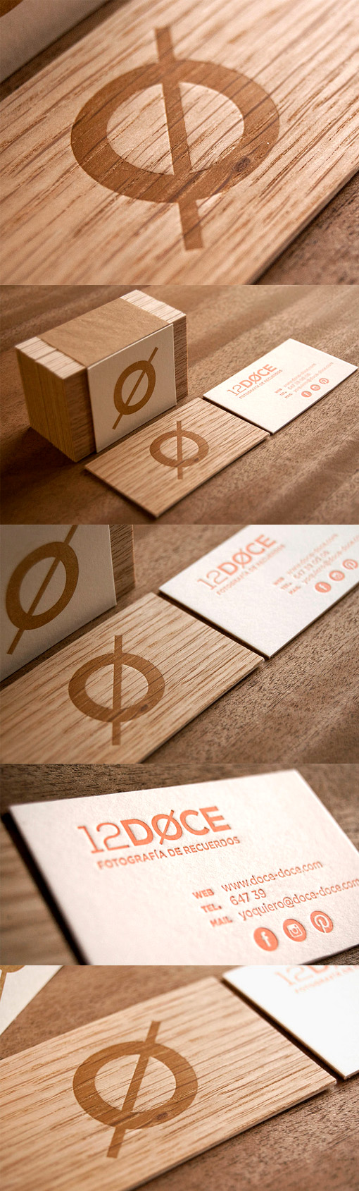 Striking Letterpress Printed Layered Wooden Business Card For A Photography Studio