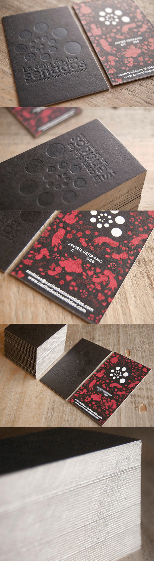 Textured Letterpress And Silver Edge Painted Illustrative Business Card Design
