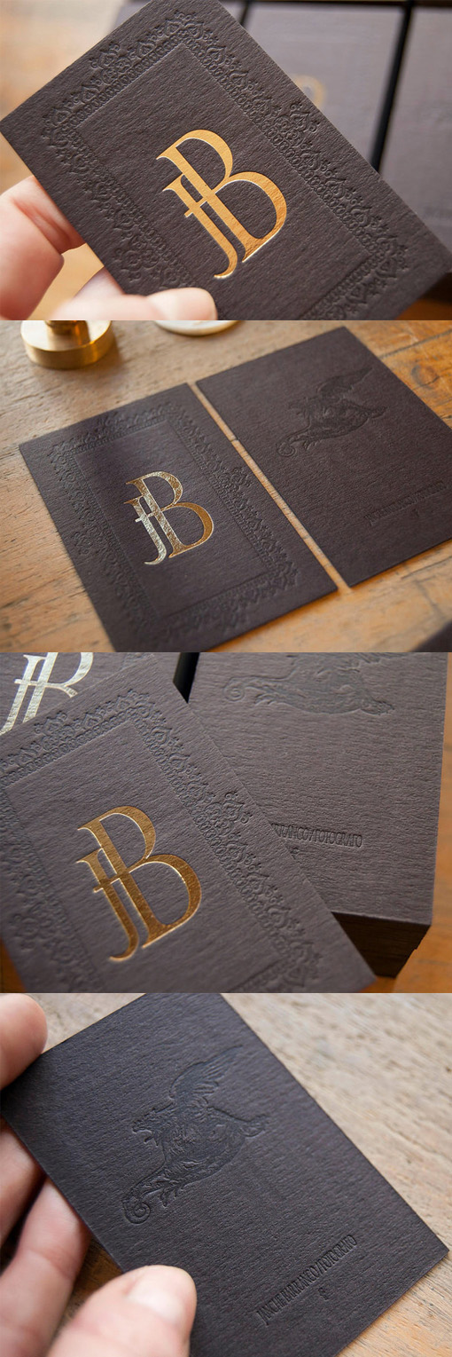 Vintage Styled Gold Foil And Letterpress Business Card For A Photographer