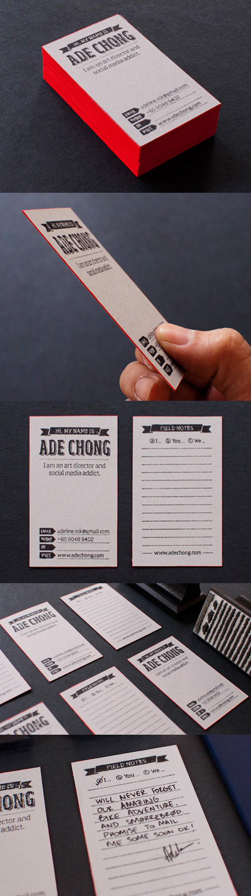Interactive DIY Hand Stamped And Edge Painted Business Card