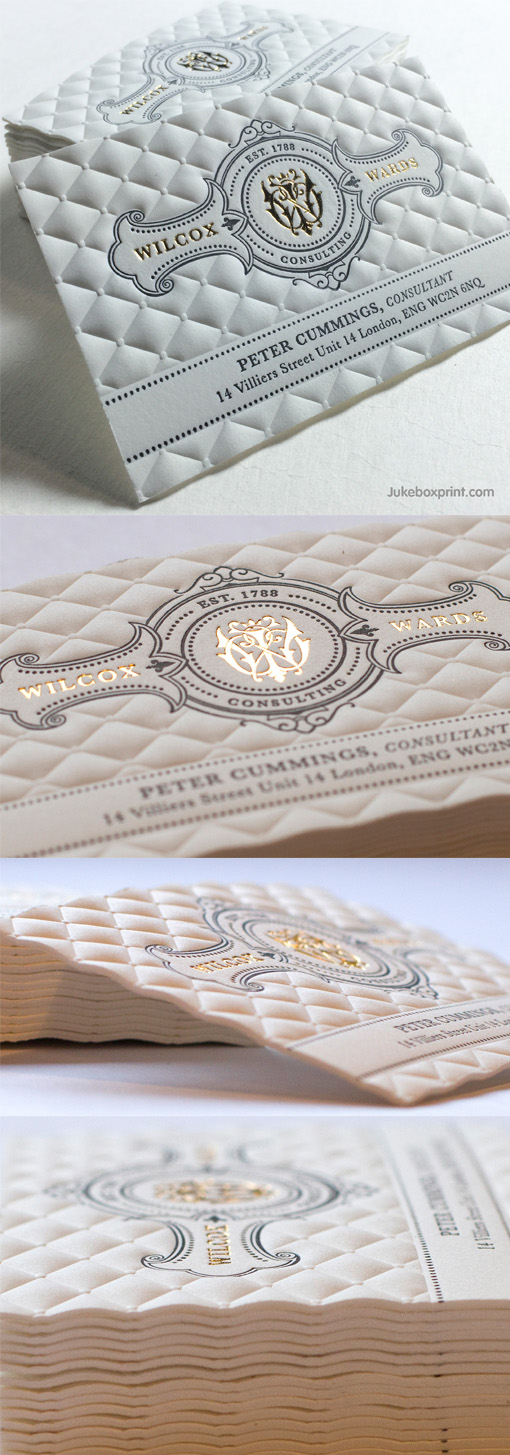 Amazing Highly Textured Letterpress And Gold Foil Business Card