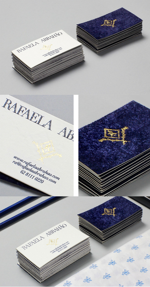 Creative Textured Royal Blue Velvet And Gold Business Card For A Fashion Blogger