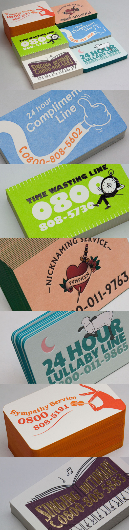 Humorous Vintage Style Fictional Phone Line Letterpress Business Card Design