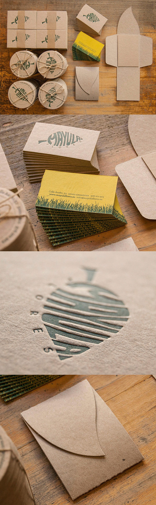 Leaf Themed Letterpress Business Cards With Die Cut Holders For A Florist