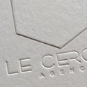 Pure White Embossed Minimalist Letterpress Business Card For A Creative Agency