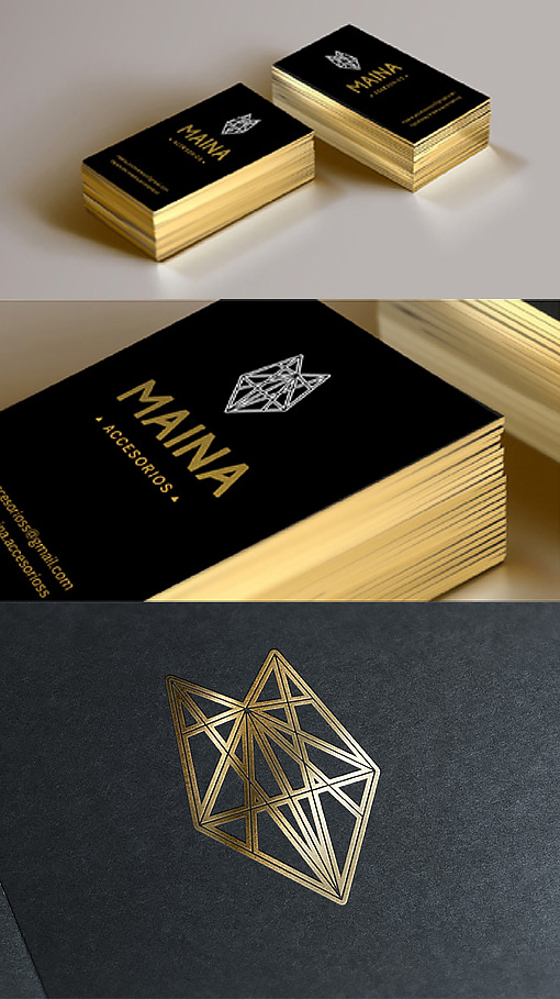 Sleek Black And Gold Foil Business Card Design