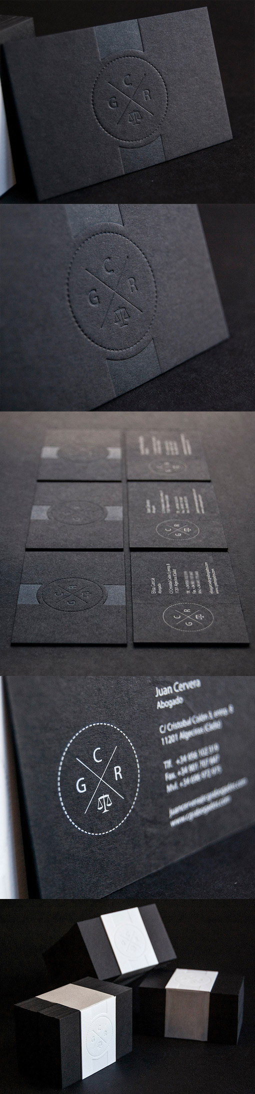 Slick And Professional Letterpress Minimalist Black Business Card Design