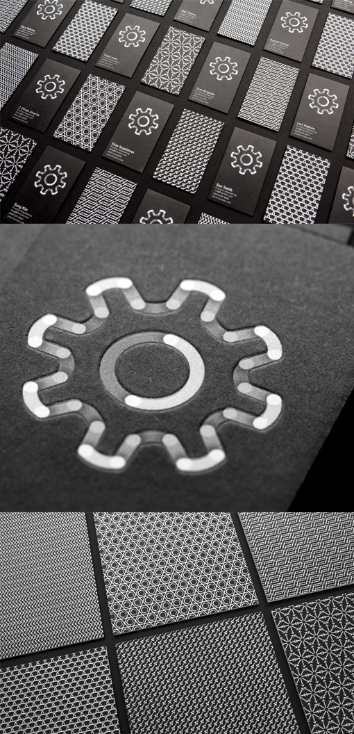 Awesome Pattern And Iconography On A Black And White Business Card For An Engineering Company