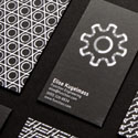 Awesome Pattern And Iconography On A Black And White Business Card For An Engineering Company
