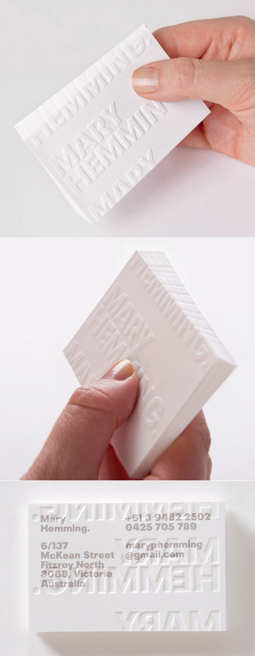 Beautifully Subtle Blind Embossed White Business Card Design