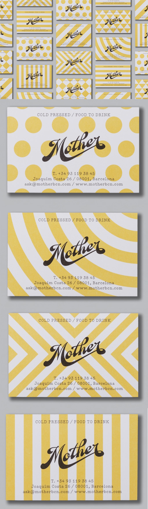 Bold Patterns Show Off Great Typography On A Business Card For A Natural Beverage Company