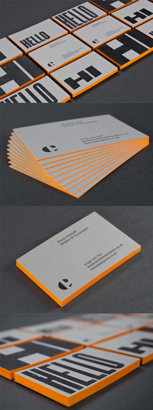 Bold Typography On An Edge Painted Letterpress Business Card For A Designer