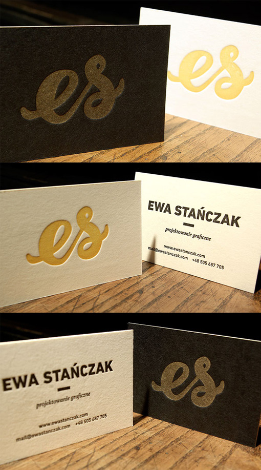 Great Typography On A Monogrammed Black And Gold Letterpress Business Card