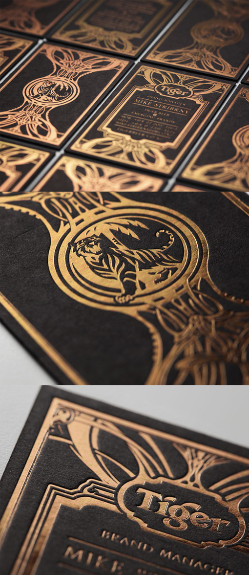 Beautifully Crafted Black And Gold Foil Business Card For A Beer Company