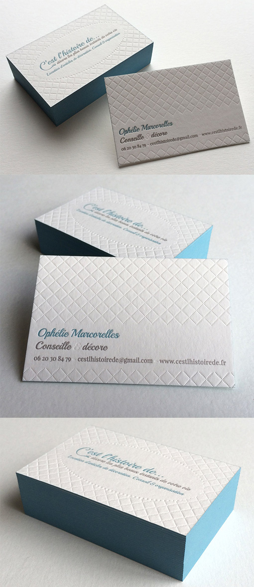 Elegant Textured Letterpress Edge Painted Business Card For A Designer