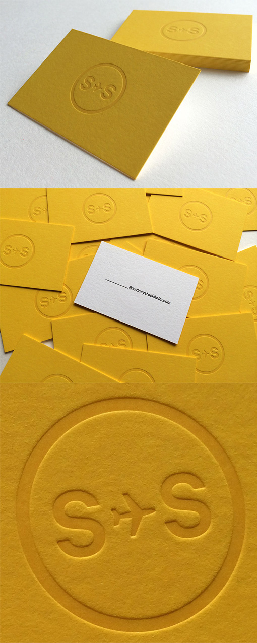 Embossed Logo On A Bright Yellow Business Card For A Social Media Agency