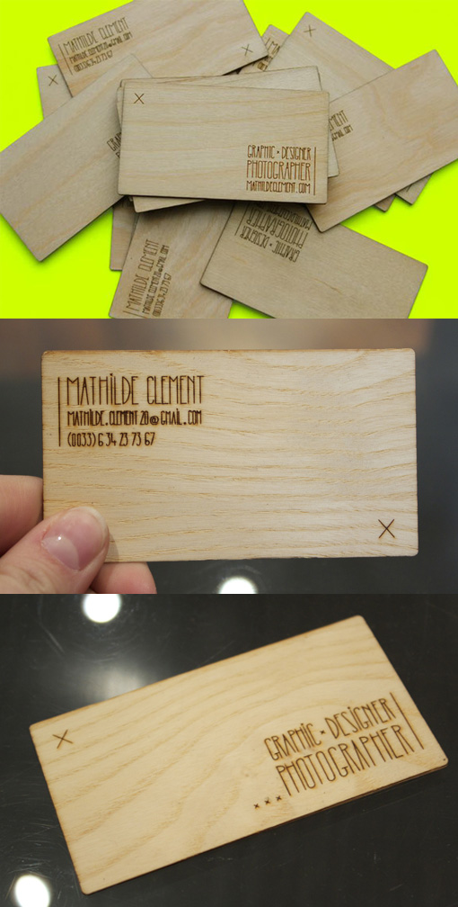 Hand Drawn Typography On A Laser Engraved Wooden Business Card