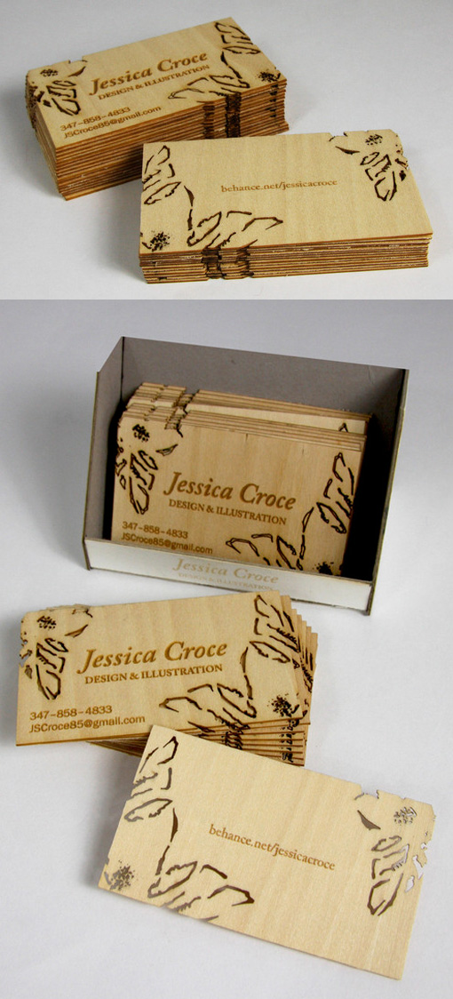 Intricate Laser Cut And Etched Wooden Business Card For A Designer
