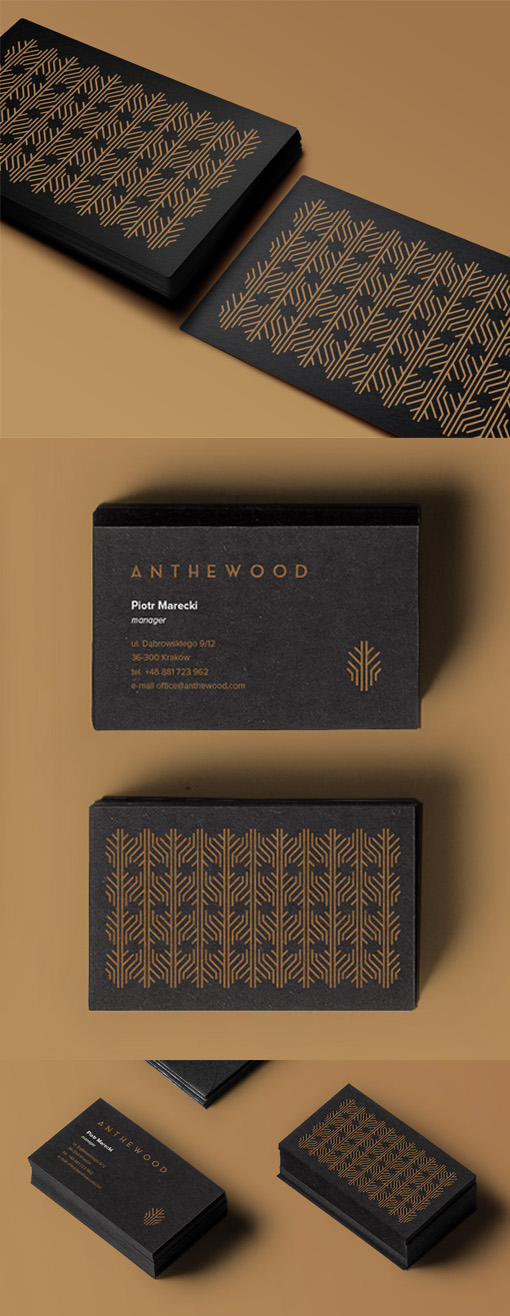 Sophisticated Black And Gold Patterned Business Card Design
