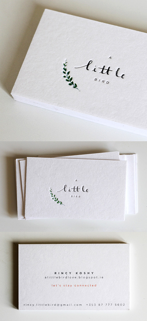 Beautiful Hand Drawn Typography And Illustration On A Minimalist Design Letterpress Business Card