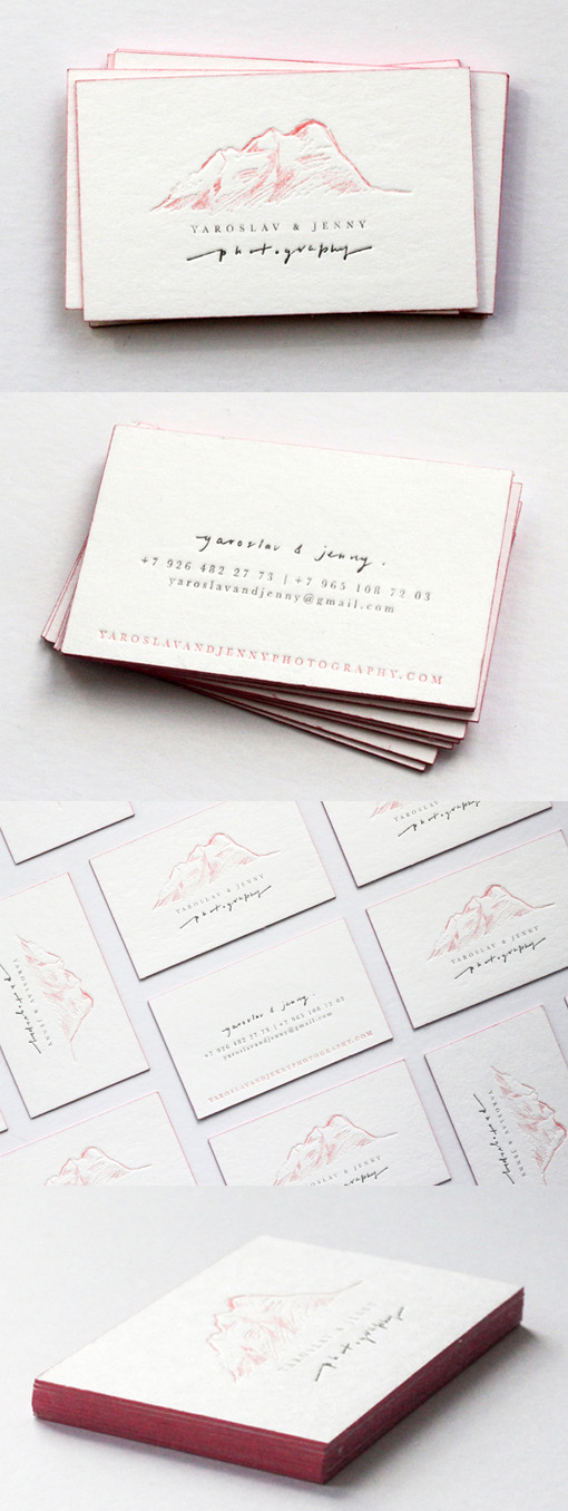Beautifully Illustrated Hand Drawn Logo On A Letterpress Business Card For A Photographer