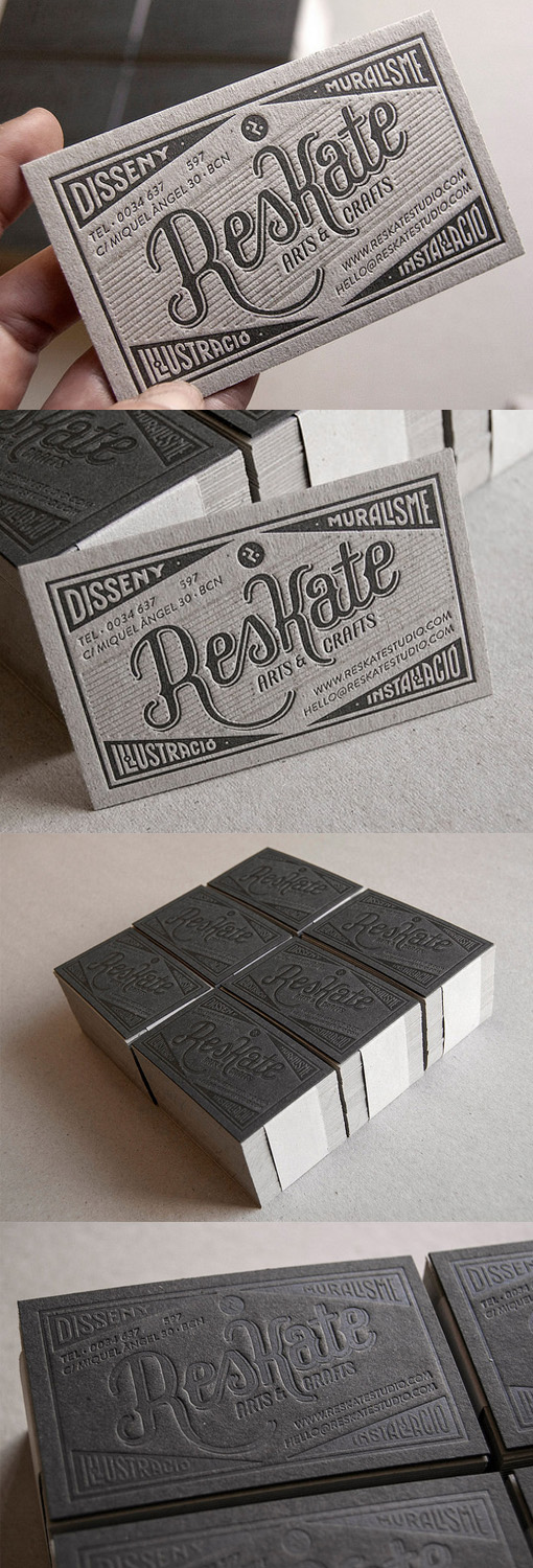 Classic Vintage Typography On A Letterpress Business Card For An Illustrator