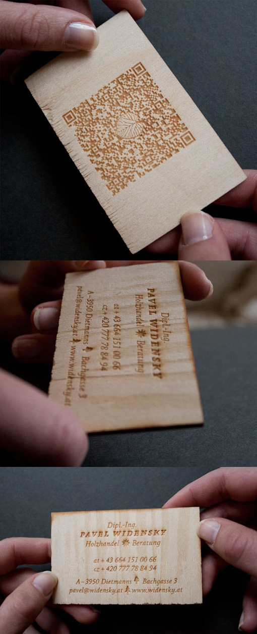 Clever Laser Cut Wooden Business Card With QR Code