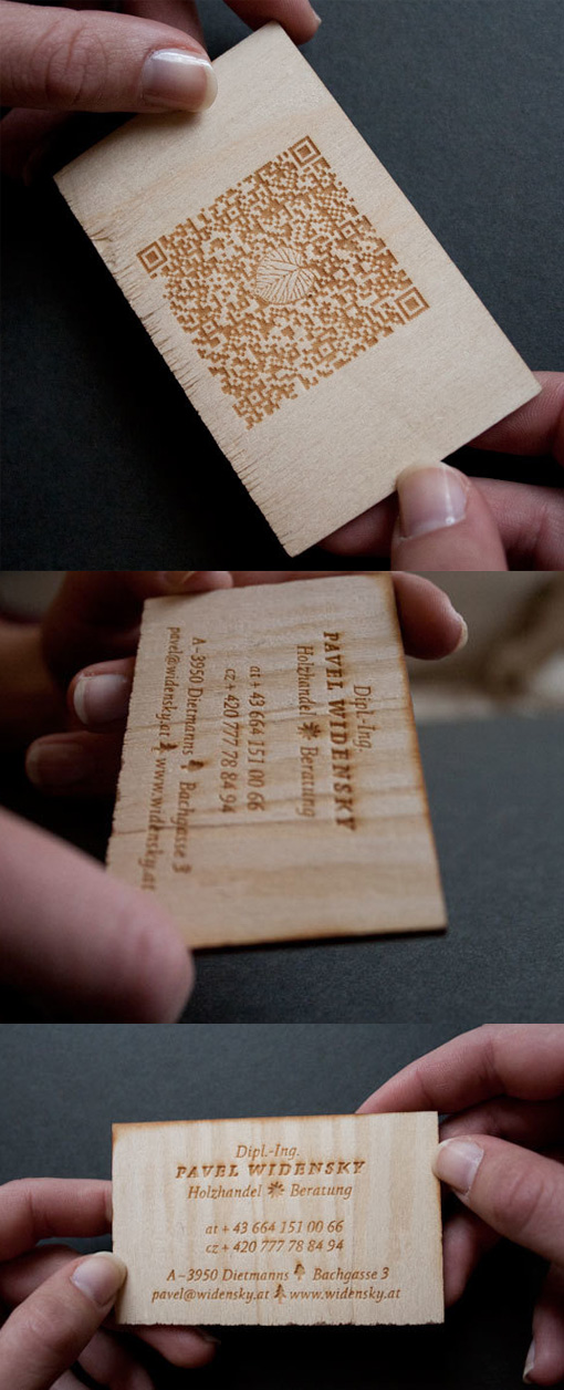 Clever Laser Cut Wooden Business Card With QR Code CardObserver