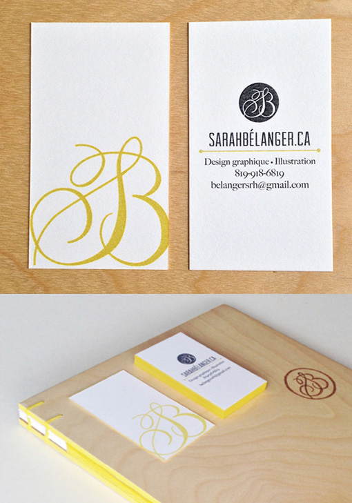 Elegant Hand Drawn Monogram Logo Edge Painted Business Card 