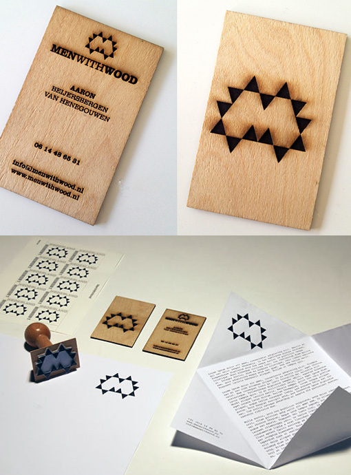 Inspired Geometric Logo Laser Etched Onto A Wooden Business Card