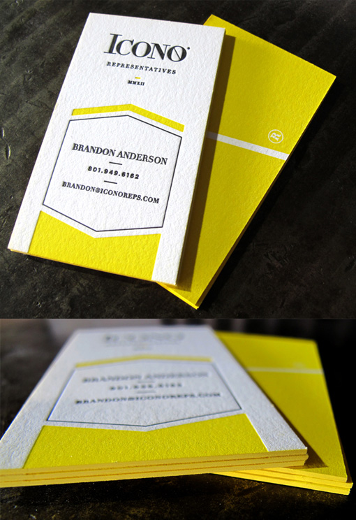 Slick And Bold Black And Yellow Edge Painted Letterpress Business Card Design