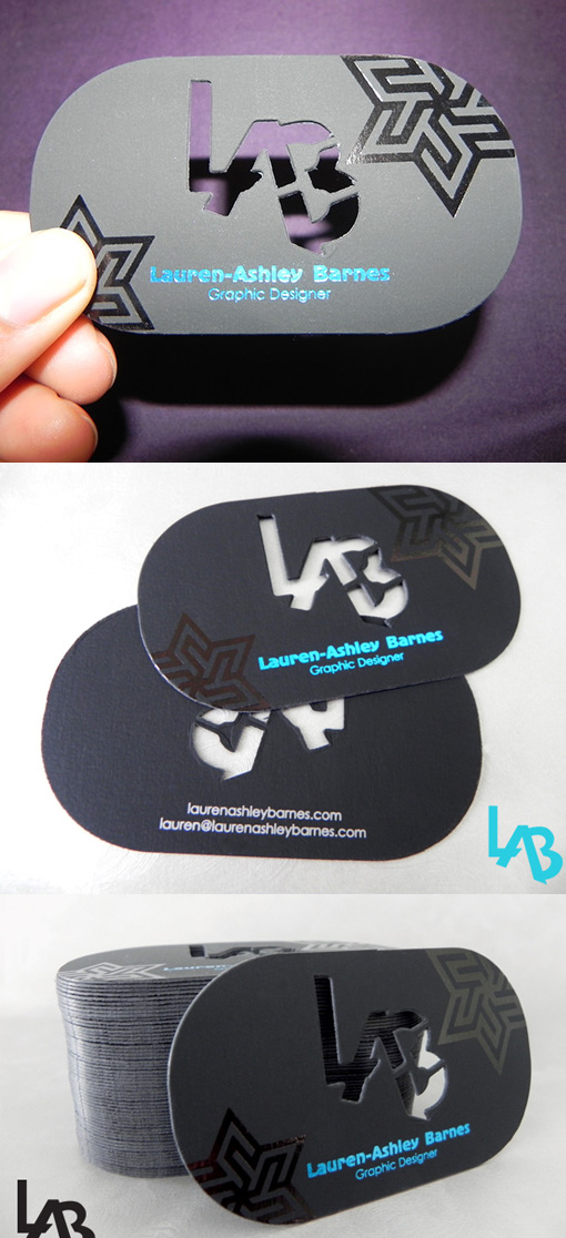Creative Custom Die Cut And Hot Foiled Business Card For A Graphic Designer