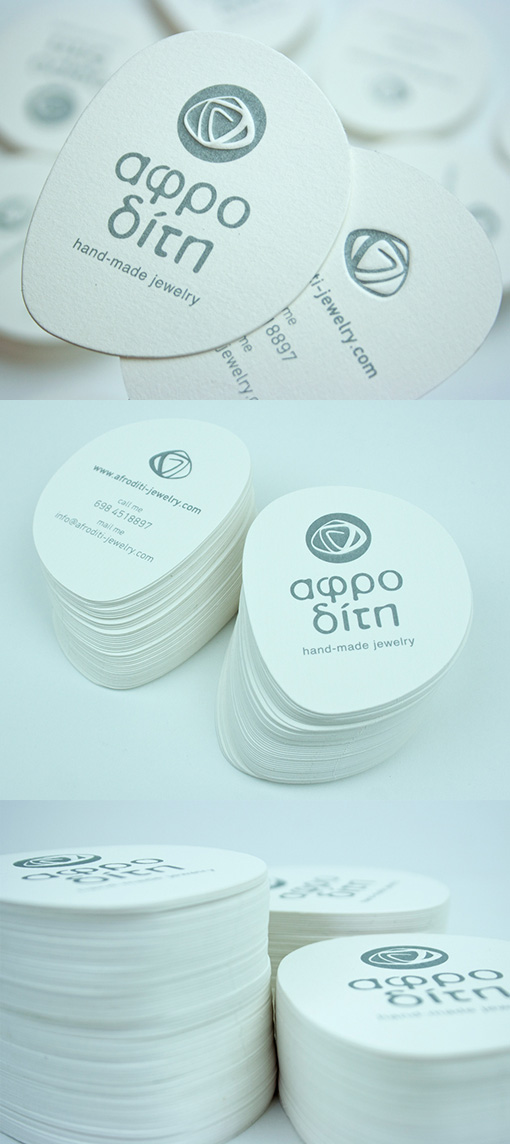 Custom Die Cut Feminine Business Card Design For A Jeweller