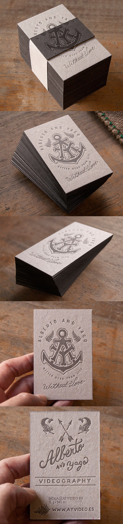 Earthy Vintage Styled Letterpress Business Card Set For A Videographer
