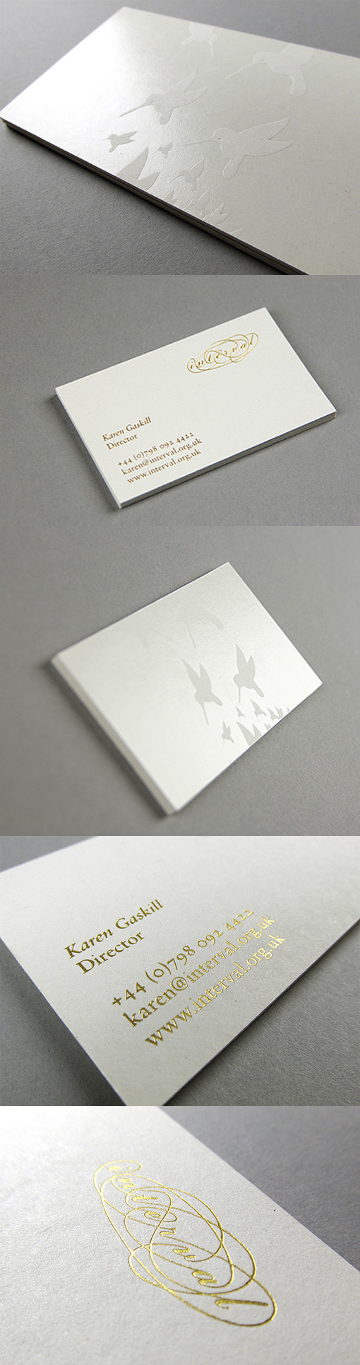 Elegant And Understated White And Gold Foil Business Card Design