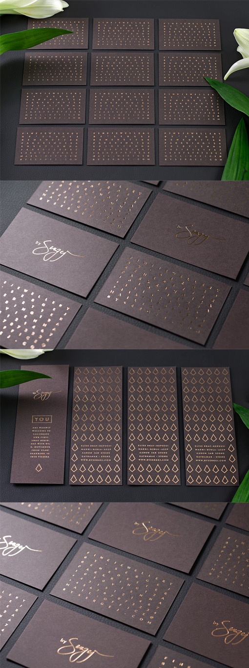 Elegant Copper Foiled Business Card Design For A Luxury Jeweller