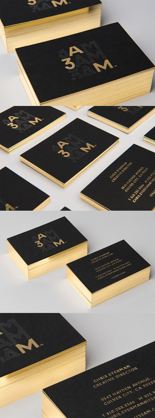 Sleek And Professional Black And Gold Foil Edge Painted Business Card Design