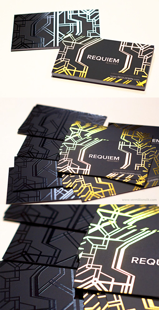 Striking Geometric Pattern On A Gold Foiled Black Business Card
